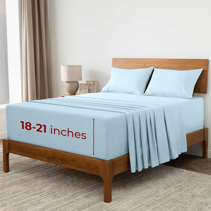 Mellanni Extra Deep Full Sheets - Hotel Luxury Bedding Set | Ultra Soft, Cooling, Stain Resistant (Full, Aqua)