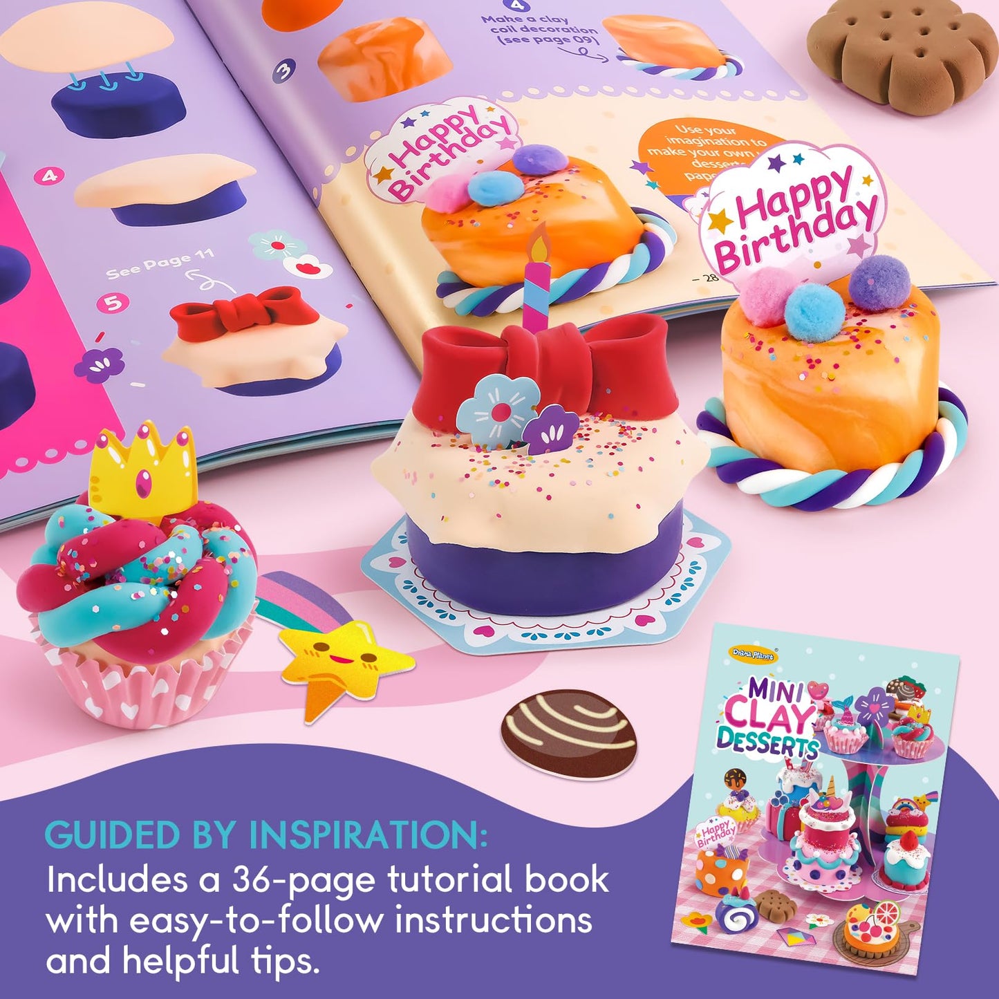 Drama Planet Craft Kits for Kids, Make Your Own Mini Desserts with Air Dry Clay, Create & Display Clay Creations, Art Activities, Great Gifts for Girls