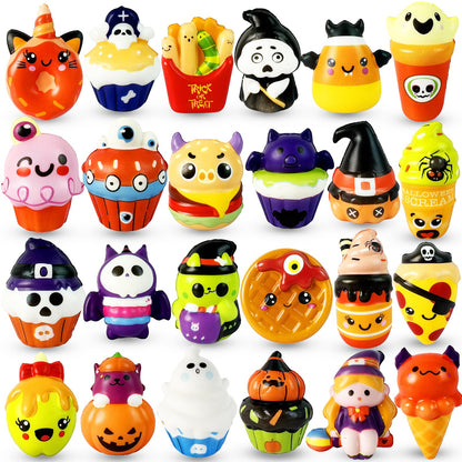 24PCS Halloween Squishies Toys for Kids,Halloween Squishies,Slow Rising Squishy Halloween Stress Fidget Toys,Non Candy Trick or Treat - Spooky Party Favors Gift Goody Bag Stuffers