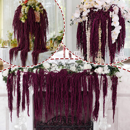 Suncalla 12 Pcs Dark Purple Spring Natural Dried Amaranthus Hanging Flowers Amaranthus Artificial Flowers for Wedding Arch Bouquet Floral Garland Wall Home Decoration (23 Inch)