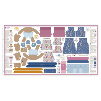 kullaloo - Sewing Kit for Kids & Beginners - Cut & Sew Fabric Panel – Sewing Patterns Pre-Printed on the Fabric - DIY Rag Doll Kit with Clothes - Betsy Bear Sewing Project - Incl. Video Instructions