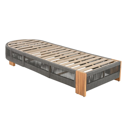 Christopher Knight Home Daskz Outdoor Chaise Lounge Chair, Patio Outdoor Acacia Wood Chaise Lounge, Adjustable Backrest Single Lounge Sofa, Poolside Beach Yard Seating, Rope Design, 79.5'', Teak+Gray