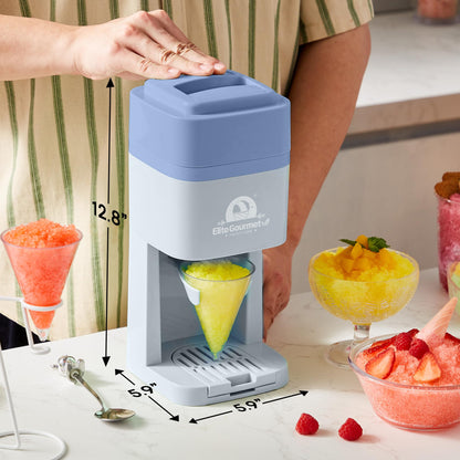 Elite Gourmet Snow Cone & Shaved Ice Maker, ESI2215P, Refreshing Slushies, Margaritas, Boba Drinks, Snow Cone & Holder and Ice Mold, Use Cubed & Bagged Ice, Stainless Steel Shaving Blade, Periwinkle