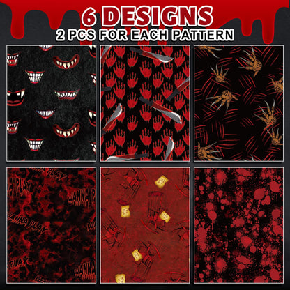 JarThenaAMCS 12 Sheets Halloween Bloody Wrapping Paper - Not Roll - Horror Handprint Paw Blade Gift Wrap Paper Folded Flat for DIY Crafts Holiday Party Supplies, 19.7 x 27.6 Inch