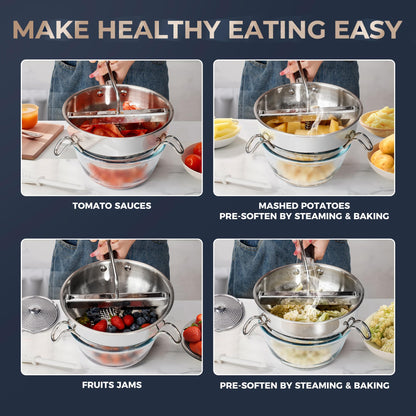 Food Mill Stainless Steel With 3 Grinding Discs and Complete Canning Supplies Starter Kit of 8-Includes Tongs, Jar Lifter, Wrench, Lid Lifter, measurer,Funnel,Labels,Multifunctional Spoon(DM-BL-GR)