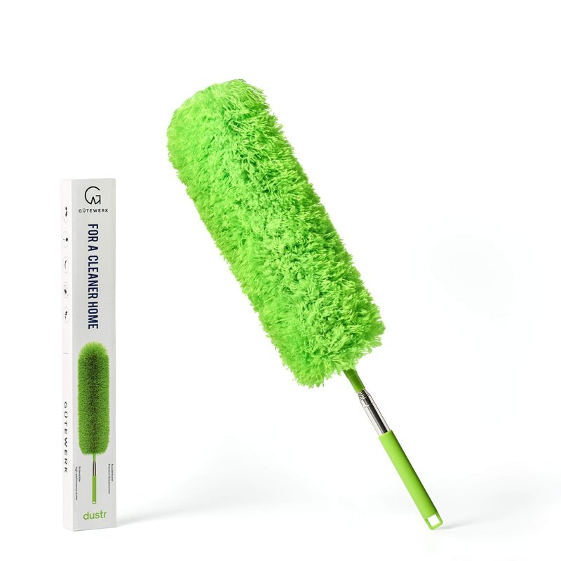 Extendable Microfiber Feather Duster, Feather Dusters for Cleaning, Ceiling Fan Dust and Cobweb Cleaner - Electrostatic Bendable Head - up to 55 Inch