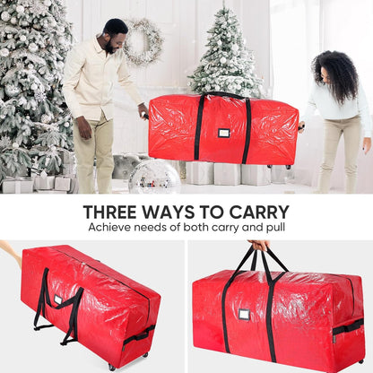 BALEINE Rolling Christmas Tree Storage Bag - 7.5 ft Heavy Duty with 2 Swivel Wheels & Reinforced Handles | Green