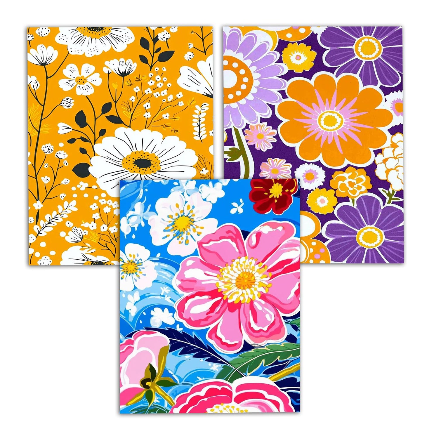 DOZEEZOP 3 Pack 5D Diamond Painting Kits for Adults, Diamond Art Kits for Adults Beginners of All Ages, Round Full Drill Arts and Crafts Gems Home Wall Decor 12x16 Inches Flowers