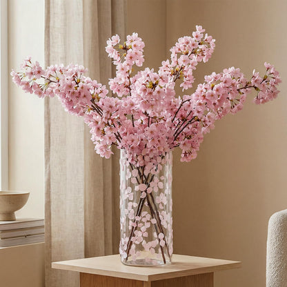 Ferrochef 8 Inch Pressed Flower Vase Clear Pink Glass Pressed Floral Vase Real Flower Art Decorative for Home Kitchen Bedroom Office Living Room Shelf Centerpiece Table Wedding Housewarming Gift