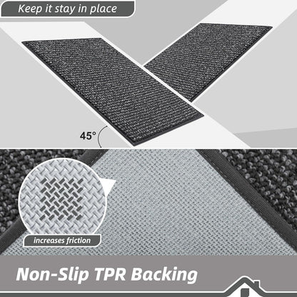 BEQHAUSE Dirt Trapper Door Mat - Non-Slip, Washable, Absorbent Entrance Mat | 20" x 32", Charcoal