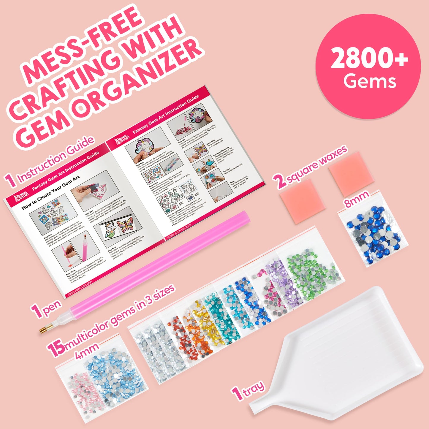 Klever Kits 16 Projects Gem Painting, Kids Diamond Art Kit for Kids with 5D Diamond, Arts and Crafts for Girls Ages 6-12, Gem Craft Activities Kits, Premium Art Gift Ideas for Girls Ages 6, 7, 8+