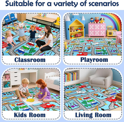 5x7 Interactive Feet Car Road Rug for Kids' Playroom