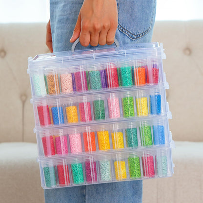 QUEFE 4-Tier Diamond Painting Storage Container, 200 Slots Portable Bead Organizer Box, Stackable Crafts Organizers for DIY Diamond Art Craft Jewelry Bead Storage
