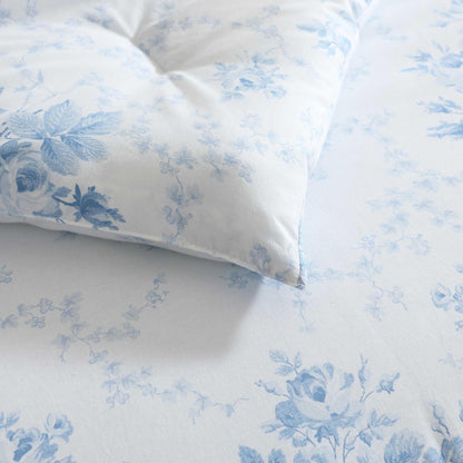 Laura Ashley - Full/Queen Duvet Cover Set, Plain Weave Cotton Bedding with Matching Shams, Button Closure, Lightweight for Year Round Use, Oeko-Tex Certified (Sophia Blue)