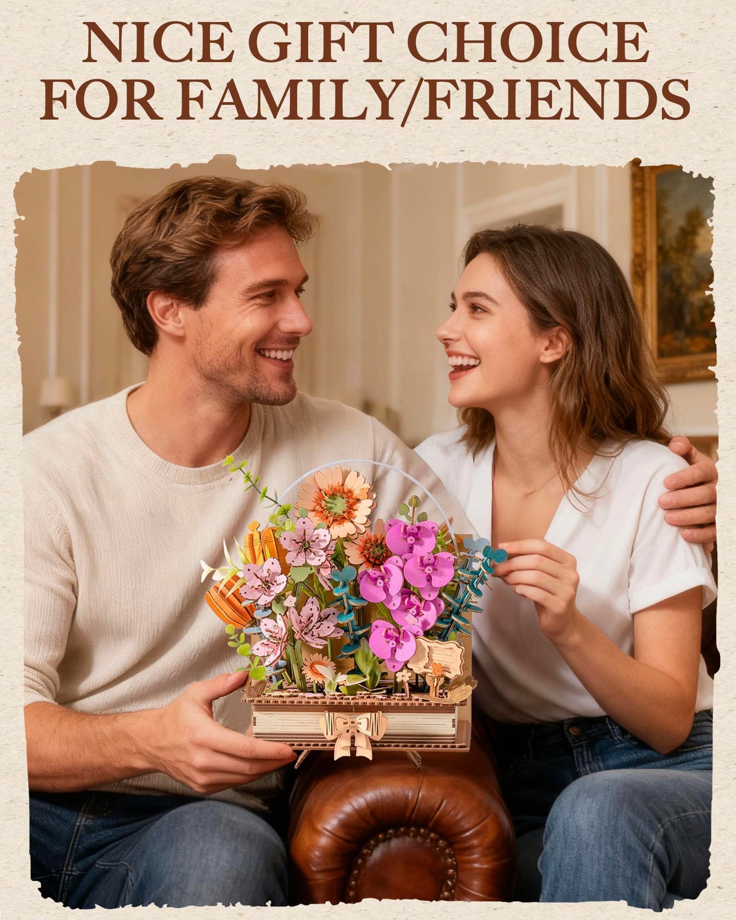 Wowood 3D Wooden Flower Puzzles for Adults-Wooden Bloom Book, Mothers Day DIY Crafts Model Kits Building Set Birthday Gifts, Artificial Botanical Decor Creative Gift for Women to Table Dispaly(552PCS)