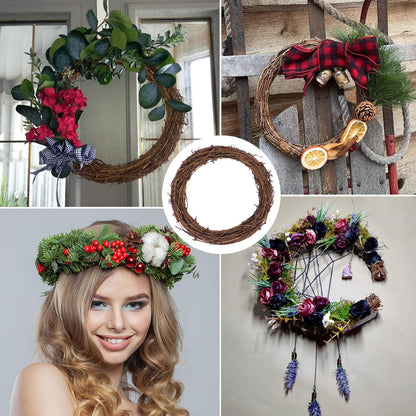 IHDYPPEW 8 PCS 10 Inch Natural Grapevine Wreaths, Round Rattan Wreath Grapevines Wreath Bulk, Grape Vine Wreaths for DIY Crafts, Festival, Christmas, Wedding, Restaurant & Home Decoration