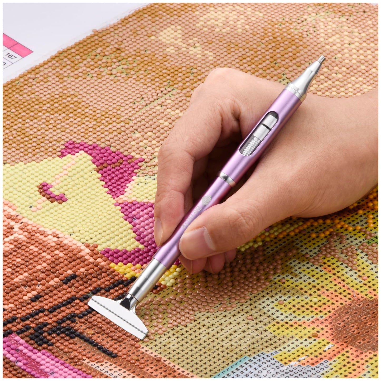 benote Diamond Art Painting Pen Refillable Wax Pen for Diamond Art Kit Accessories, Self-Stick Drill Pens with Metal Correction Plate for 5D Craft DIY Nail - B18