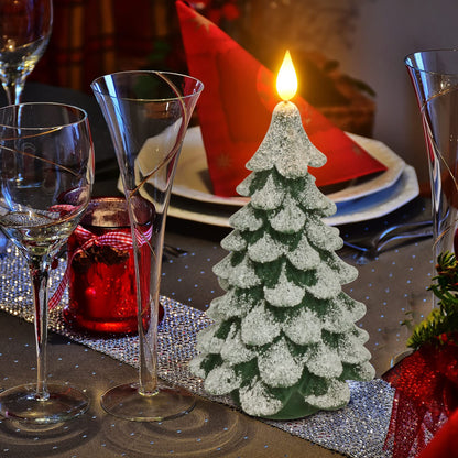 PChero Christmas Tree LED Candle with Remote Timer, 4.13x7.9 Inch Real Wax Battery Operated Pillar Candle Flameless Flickering for Xmas Eve Gift Holiday Home Party Room House Decor