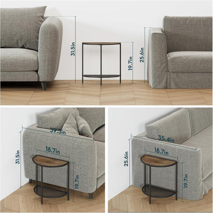 19.7'' 18.7"*10.4" 2 SAYGOER Small Side Table Half Moon Side Tables for Living Room Unique Modern Half Round Bed