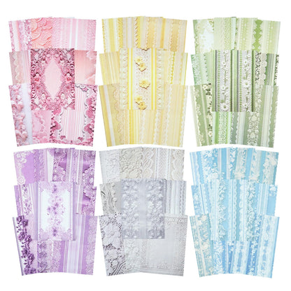 AuriicLeaf Lace Scrapbook Paper Set, 180 PCS Vintage Floral Journal Paper Kit for Scrapbooking, DIY Crafts, and Card Making