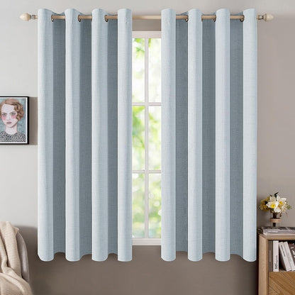 MIULEE Blackout Curtains - 100% Thermal Insulated Linen Textured Drapes | Chambray Blue, 52 x 63 Inch (2 Panels)