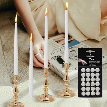Gedengni Taper Candle Wax Dots - 24pcs Spiral Candle Sticky Dots White Candles Adapter Small Candlestick Adhesive,Soft Wax for Any Candles Holder Accessories-White