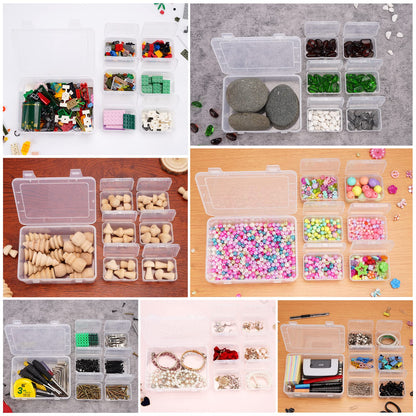 Mathtoxyz 2PCS Small Bead Organizers and Storage, Clear Bead Storage Containers Rectangle Bead Holder Plastic Cases Transparent Boxes for Nail DIY Craft Making Jewelry Battery Screw