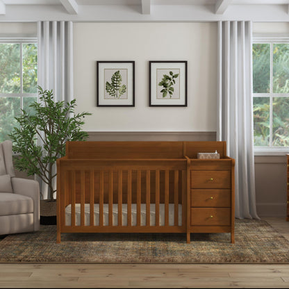 Davinci Kalani 4-in-1 Convertible Crib and Changer Combo in Chestnut