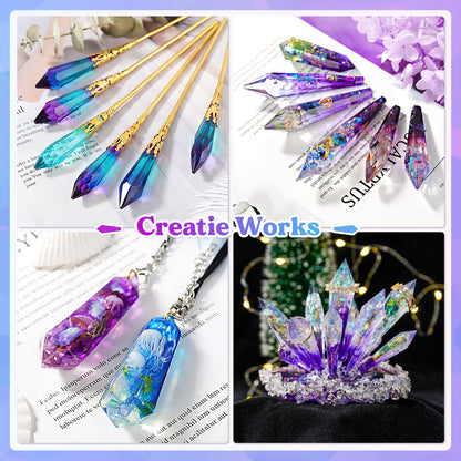 LET'S RESIN Resin Molds 18Pcs Pendulum Crystal Silicone Molds,Multi-Facet UV Resin Jewelry Molds for Quartz Crystals Pendants, Necklace
