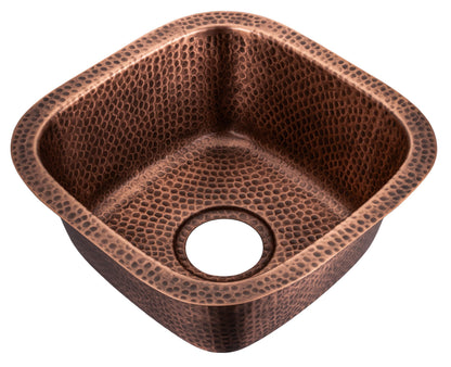 Monarch Abode Kitchen & Bar Sink – 15-inch Atlas Dual Mount Drop in Kitchen Sink, Hand Hammered Pure Copper Sinks, Drop in Bar Sinks or Undermount, Deep Single Bowl