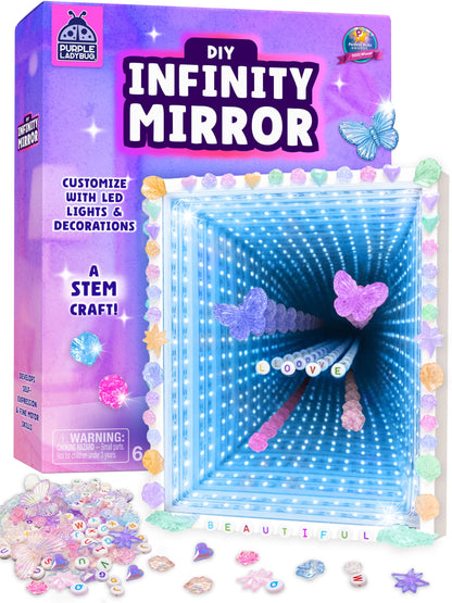 DIY Infinity Mirror Kit for Kids Age 6+ - Crafts for Girls 8-12 with Lights & Custom Letters - Creative10 Year Old Girl Birthday Gifts, Fun Gifts for 6 Year Old Girl, Creative Stem Toys for Ages 8-13