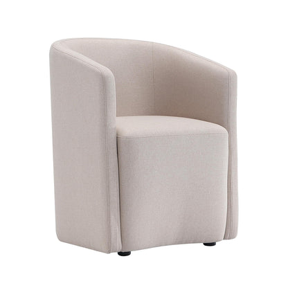 Manhattan Comfort Hearth Modern Barrel Dining Armchair, Accent Upholstered Dining Chair with Woven Fabric, Stylish Curved Back, High-Density Foam, Fully Assembled, Barley