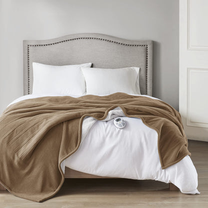 Serta Heated Blanket - Reversible Fleece to Sherpa Electric Blanket, Fast Heating, Auto Shut Off Timer, Multi Heat Setting, ETL Certified, Machine Washable, Grey Full 84"x 77"