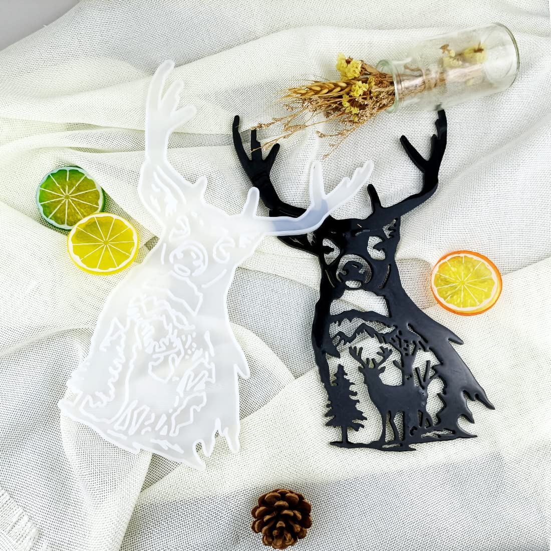 Deer Head Wall Hanging Resin Silicone Mold, Deer Epoxy Casting Mold for Wall Hanging Mount Home Office Decoration, DIY Crafts Door Wall Art Party Decoration