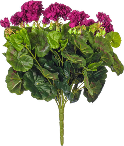 Vickerman Everyday Artificial Purple Geranium Bush 17.5" - Premium Faux Floral Decor for Weddings or Everyday