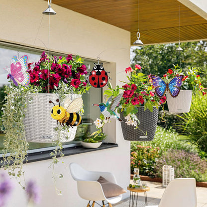 Morledoa 8 Pcs Spring Diamond Art Kits for Adults, Swaying Diamond Painting Stakes for Garden Decor with Butterfly, Hummingbird, Ladybug, Bee
