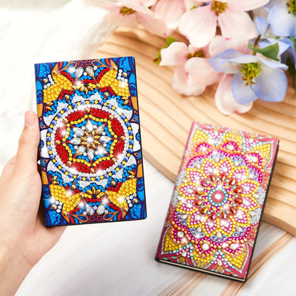 Patelai 4 Pcs Diamond Mandala Flower Notebook Kits 3 x 5 in DIY Mandala Cover Notebook Crystal Journal Sketchbook Notepad for Men Women Birthday Crafts Gift Drawing Painting