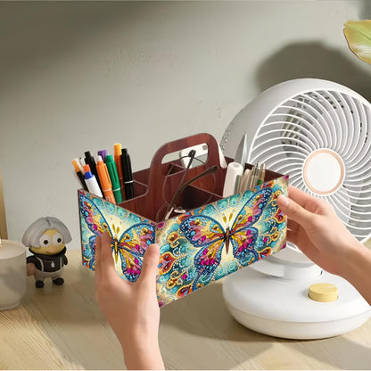 LSQFS DIY Diamond Painting Storage Box, Wooden Multi-Grid Organizer with Handle, Portable Desktop Caddy for Art Kits, Craft Tools, Makeup Brushes, Stationery Home Office