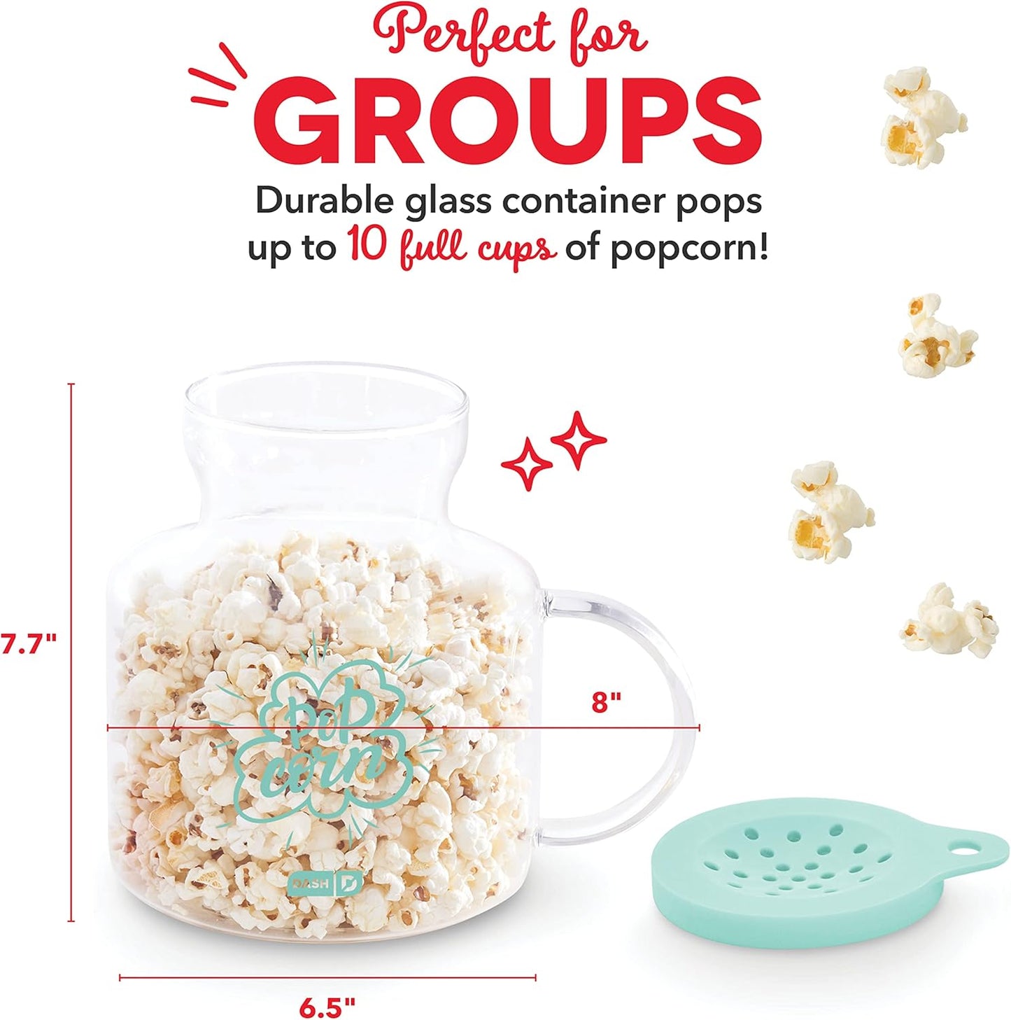 Dash Microwave Popcorn Popper for Fresh Movie Theater Style Popcorn at Home - Aqua