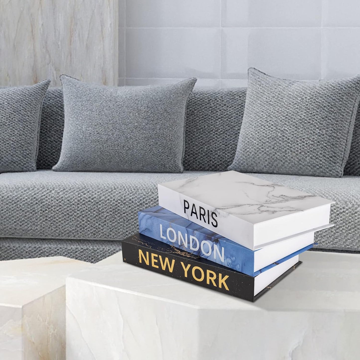 Set 3 Home Decorative Books: Faux Book for Decoration Storage Box for Coffee Table Decor Book, of Stacked Books