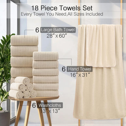 18 Set 6 Towels,6 6 Set Piece Family Bath Towel Include Bath Hand Towels and Washcloths Soft Bathroom Towel