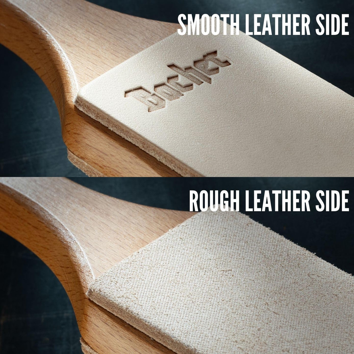 Bacher Premium Leather Strop for Knife Sharpening with Polishing Compound - Double Sided Stropping Leather – Stropping Kit: Knife Strop and Stropping Compound for Wood Carving and Woodworking