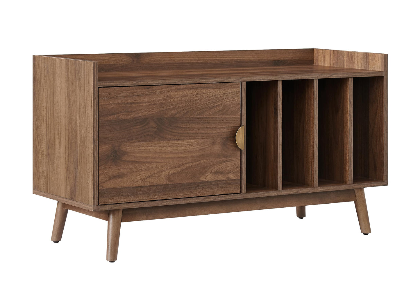 Crosley Furniture Skylar Mid-Century Record Player Cabinet with Vinyl Storage, Turntable Stand for Records, Walnut
