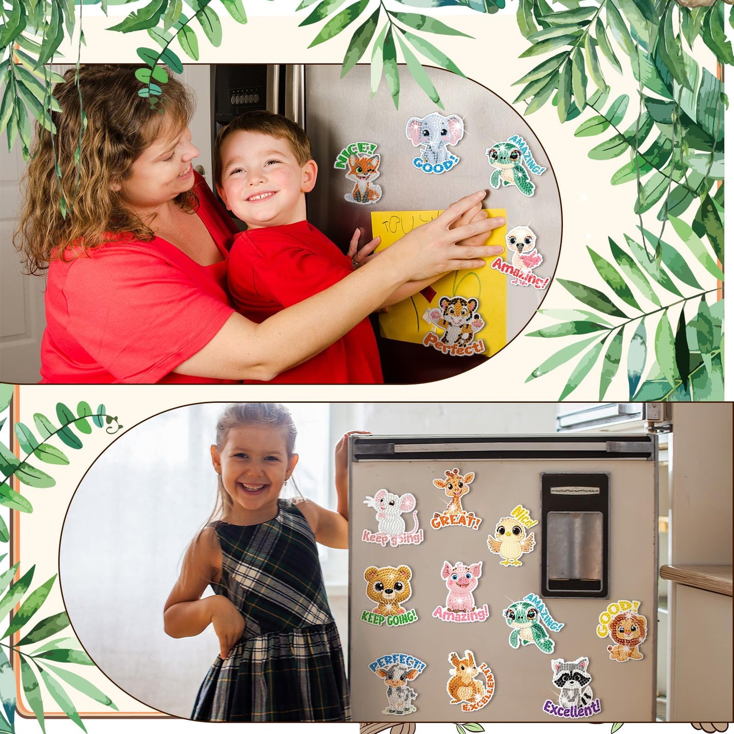 Xuhal 30 Pcs Inspirational Diamond Painting Magnets Motivational Animal Diamond Art Magnets Kits for Adults Positive Animal 5d Rhinestone Refrigerator Magnetic Sticker for DIY Craft Fridge Gifts