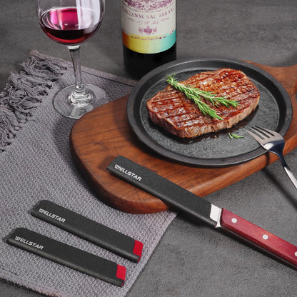 WELLSTAR Steak Knife Edge Guards Set, 8 Piece Universal Blade Covers, BPA Free ABS Protective Blade Sheaths, Non-Scratch Felt Lining Kitchen Utility or Steak Knives Covers (Knives not included)