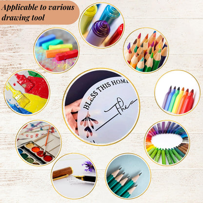 Welcome Stencils for Painting on Wood, 12” Round Stencils for Painting, Stencil for Crafts Reusable Drawing Templates for Door Hanger, Porch Wood Sign, Welcome Mat