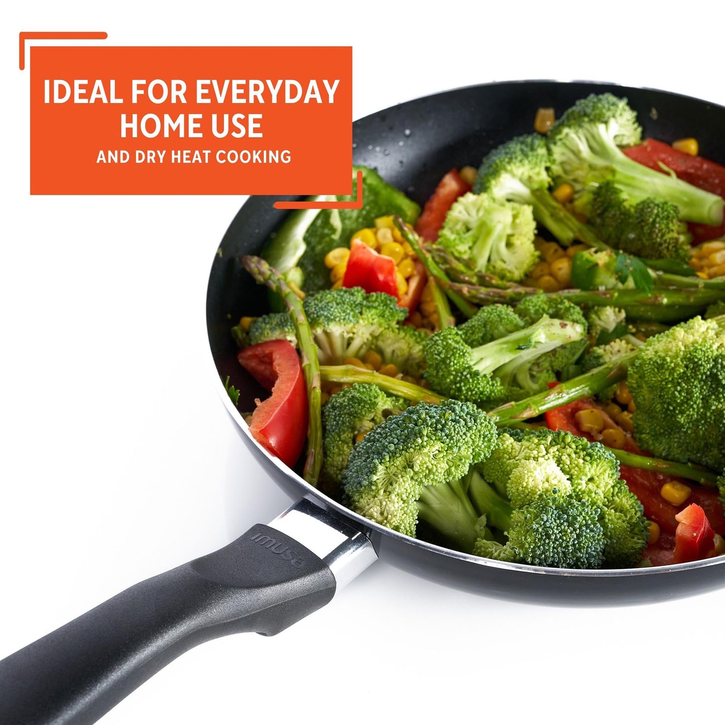 IMUSA 8in Bistro Aluminum Nonstick Fry Pan with Cool Touch Handle, Black