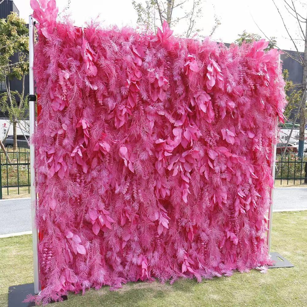 CVGfko Flower Wall Panels Backdrop Home Décor Pink Rime Artificial Floral for Wedding Party Bridal Shower Hanging 3D Fake Decoration for-3M*3M
