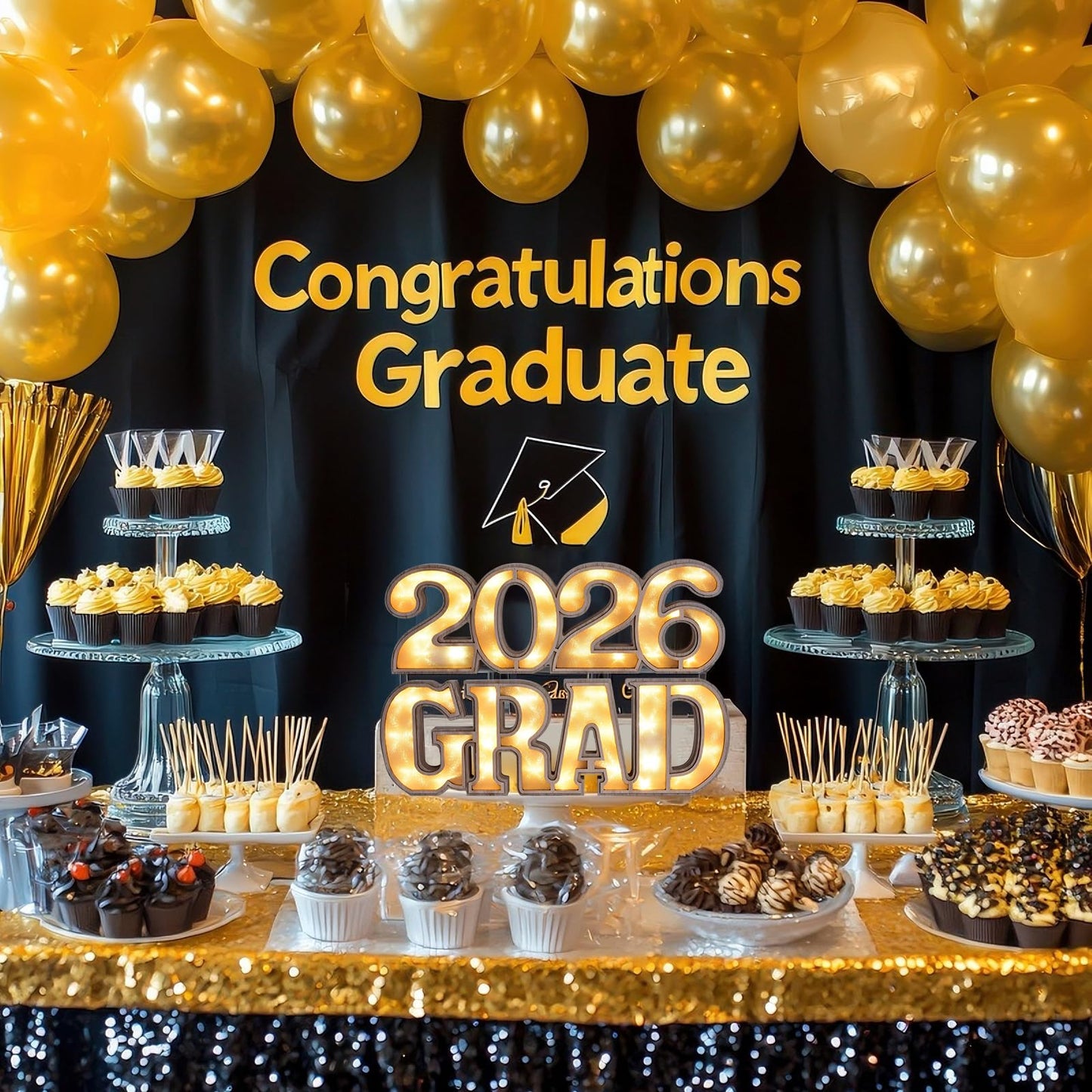 2026 Grad Light Up Letters, Wooden Graduation Marquee Letters with LED, Grad Sign for Table Centerpiece Wall, Graduation Party Decorations 2026 for Kindergarten High School College (2026)