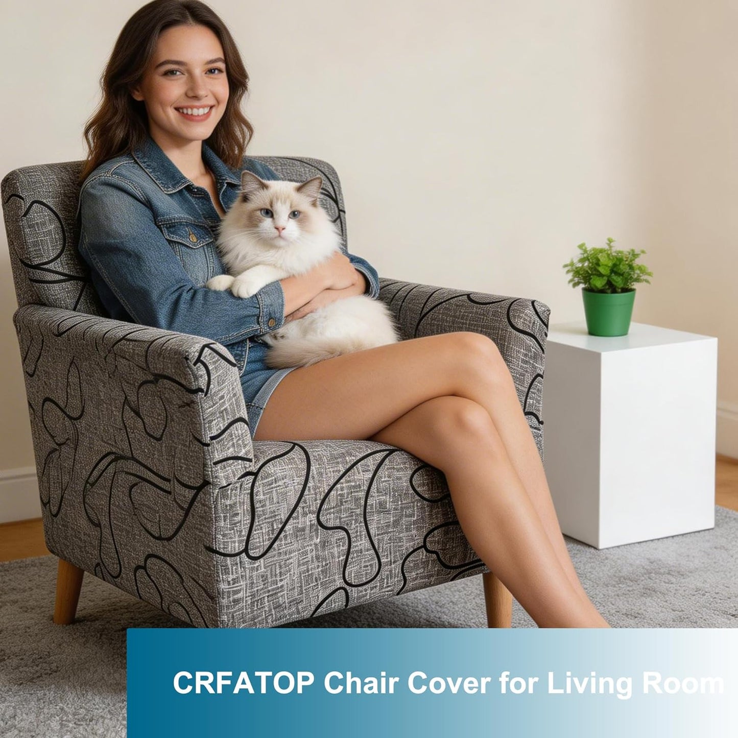1-Piece Sofa,B64 CRFATOP Stretch Modern Banquet Armchair Slipcover Accent Chair Covers with Arms Soft Chair Slipcovers